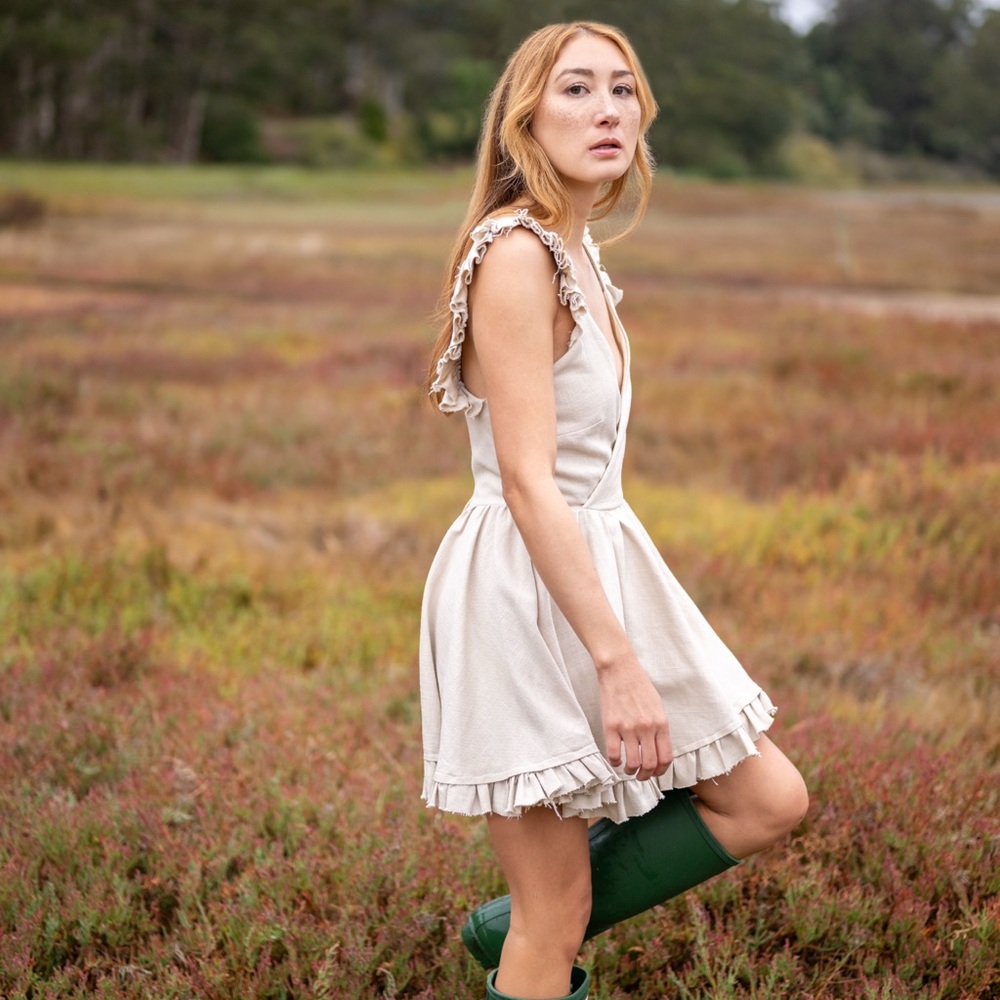 Alyssa Nicole Linen Ruffle Mini Dress